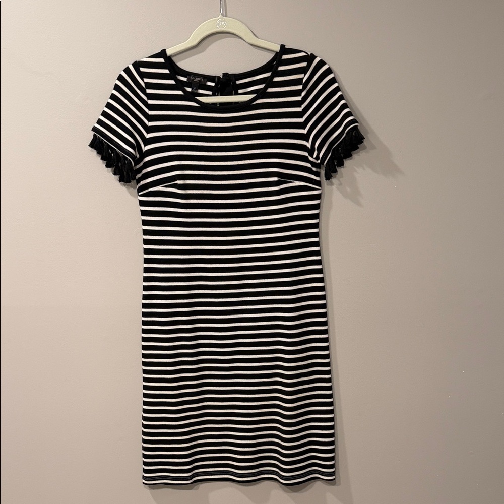 Talbots Striped Black and White Cotton Dress